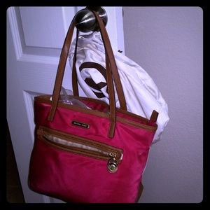 GUC Authentic Michael Kors Nylon Tote Magenta Red